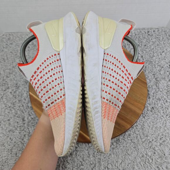 Nike React Phantom Run Flyknit 2 Vast Grey Orange Laceless Running Shoe Women 10 - Picture 8 of 13